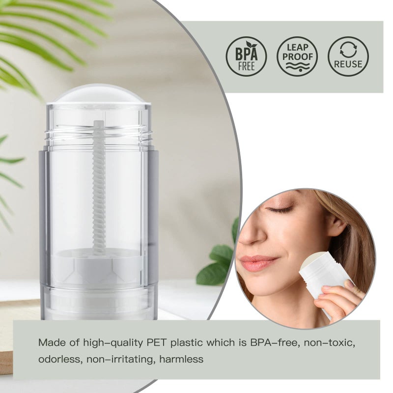 Tekson 2.5oz Empty Refillable Deodorant Containers, 3PCS Twist-UP Containers Tubes, Empty Balm Travel for Lotion Stick(Clear) - Image 2