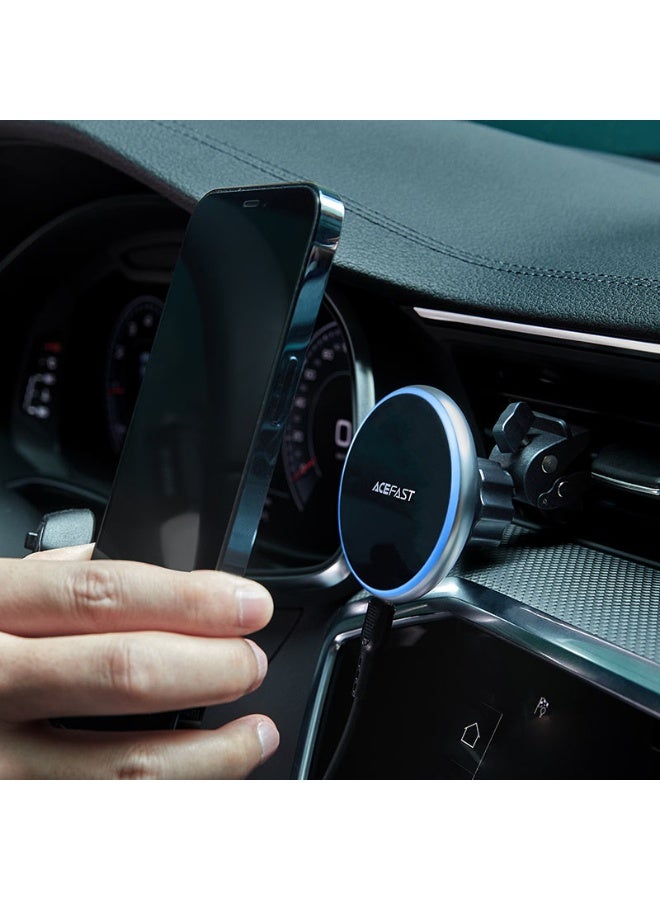 ACEFAST Fast Wireless Charger Car Mount Magnetic Holder D3, 15W Output, Air Vent Mount, Magnetic Positioning, Support Horizontal and Vertical Screens - Silver - Image 2