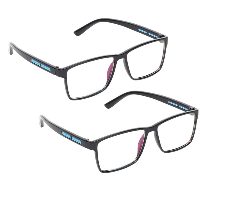 CRIBA Pack of 2 Reading Glass with Power +1 +1.25 +1.5 +1.75 +2 +2.25 +2.5 +2.75 +3 For Men and Women | Lightweight Rectangular Plastic Frame | Single Vision Power Specs|Unbreakable – PP07 - Image 1