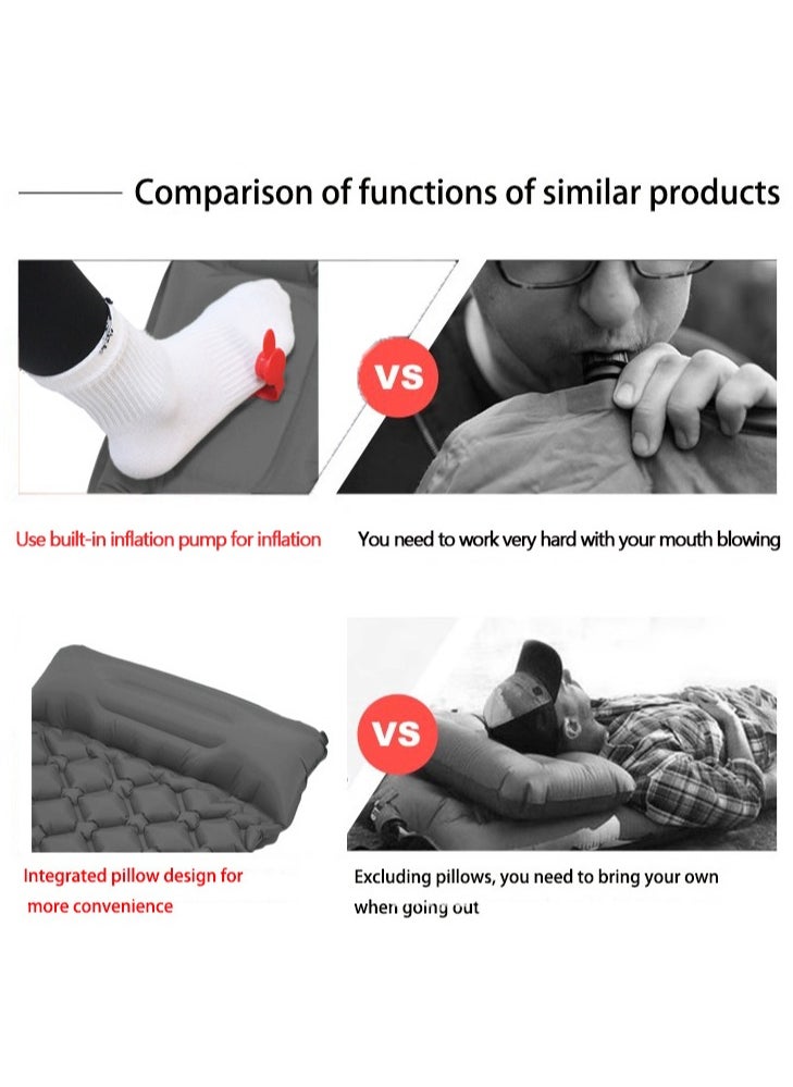 XiuWoo Ultralight Inflatable Sleeping Mat, Foldable Camping Sleeping Pad, Outdoor Waterproof Camping Air Mattress with Pillow, Pump, Storage Bag for Camping, Backpacking, Hiking, Tent Traveling  - Image 3