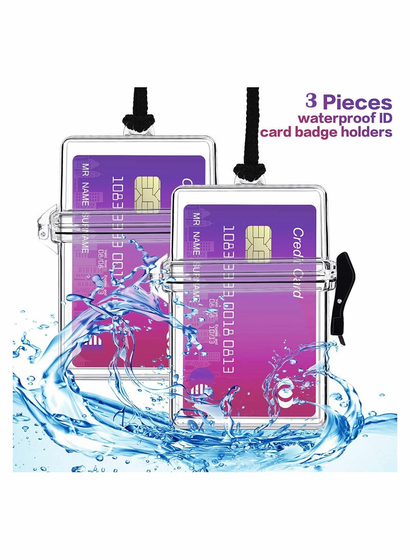 Excefore Waterproof Case ID Card Badge Holder 3 Pieces Floating Sports Case Locker with Hanging Ring and Rope for ID Card Credit Card and Other Small Items Locker Supplies - Image 4