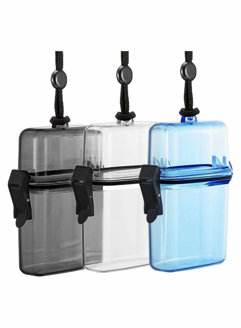 Excefore Waterproof Case ID Card Badge Holder 3 Pieces Floating Sports Case Locker with Hanging Ring and Rope for ID Card Credit Card and Other Small Items Locker Supplies - Image 1