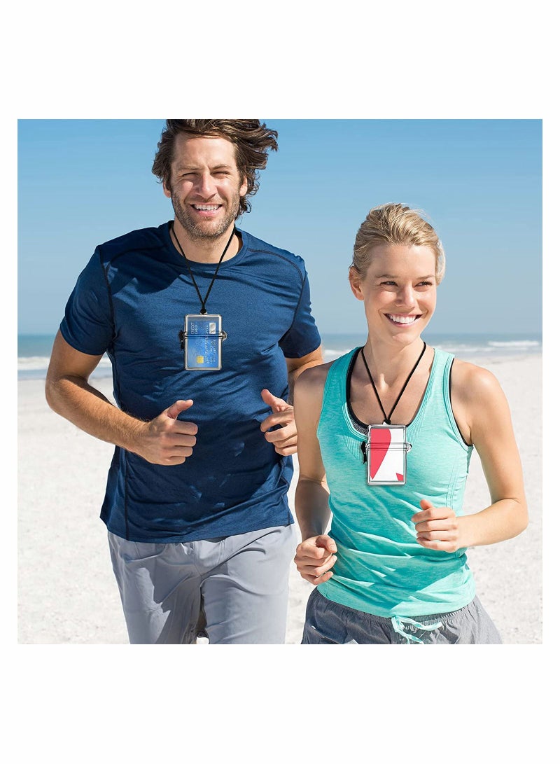 Excefore Waterproof Case ID Card Badge Holder 3 Pieces Floating Sports Case Locker with Hanging Ring and Rope for ID Card Credit Card and Other Small Items Locker Supplies - Image 3