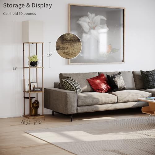 SUNMORY Floor Lamp with Shelves, Modern Square Shelf Lamps, Display Shelf Standing Lamp with 3 Color Temperature Bulb, Corner Bookshelf Lamps for Living Room and Bedroom Office, Home Decor - Image 3