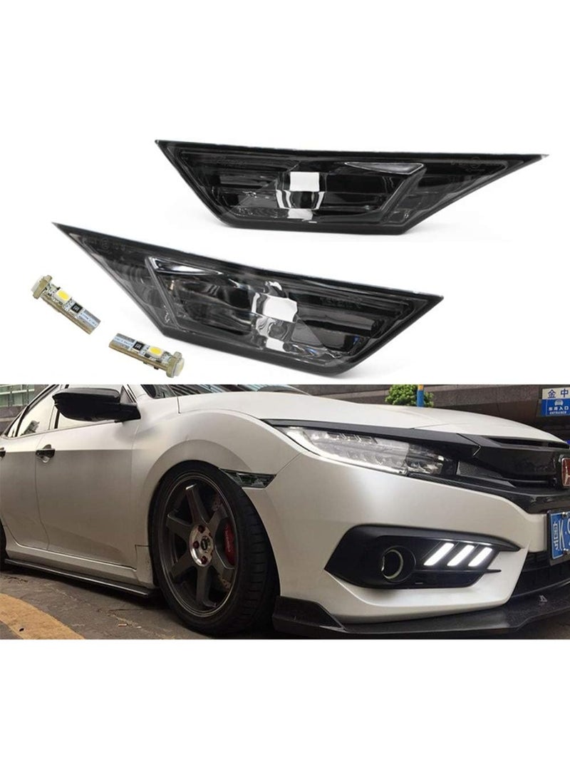 Front LED Side Marker Lights for Honda Civic 10th Gen 2016-2021 Coupe Hatchback With 2Pcs T10 Light Bulbs OEM#HO2551127N - Image 1