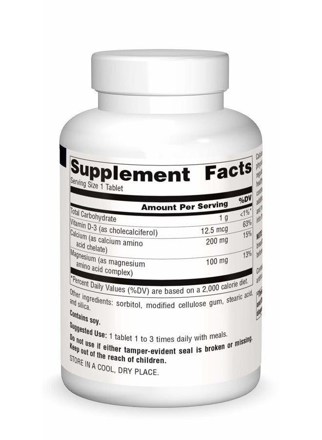 Source Naturals Calcium & Magnesium, Amino Acid Complex with Vitamin D-3, 300 MG - 250 Tablets  - Image 3