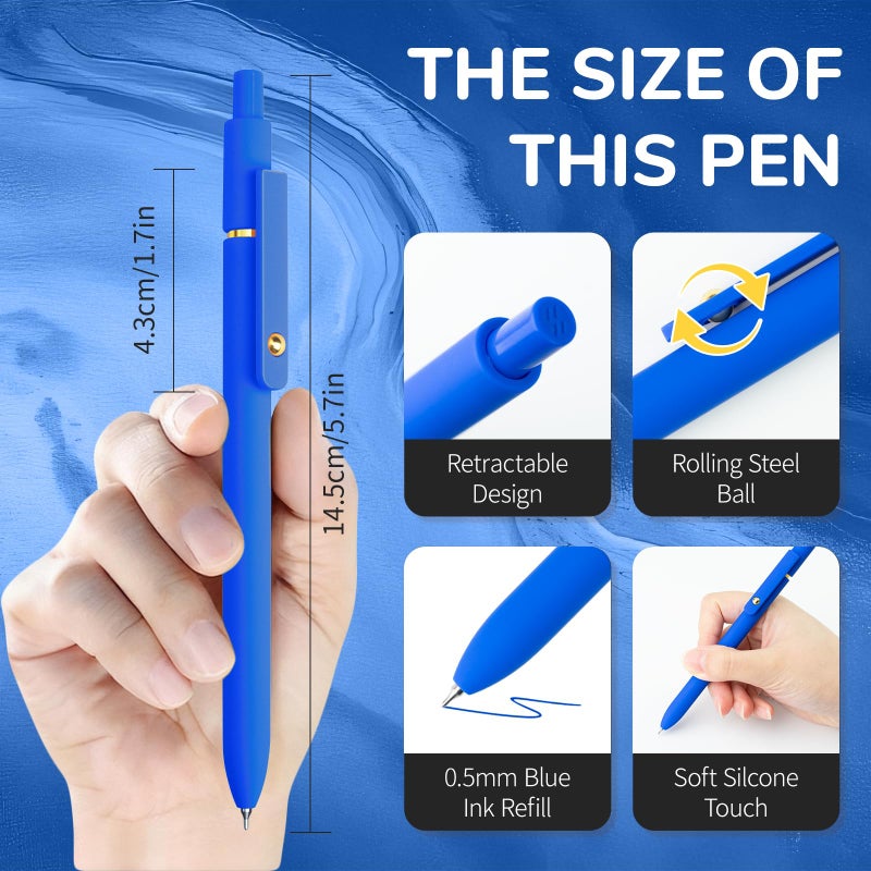 UIXJODO Blue Pens, 6 Pcs Blue Ink Pens Fine Point Smooth Writing Pens, 0.5mm Colored Ink Gel Pens for Journaling Note Taking, School Supplies Gifts for Women (6 Pcs Gold Blue - Blue Ink) - Image 2