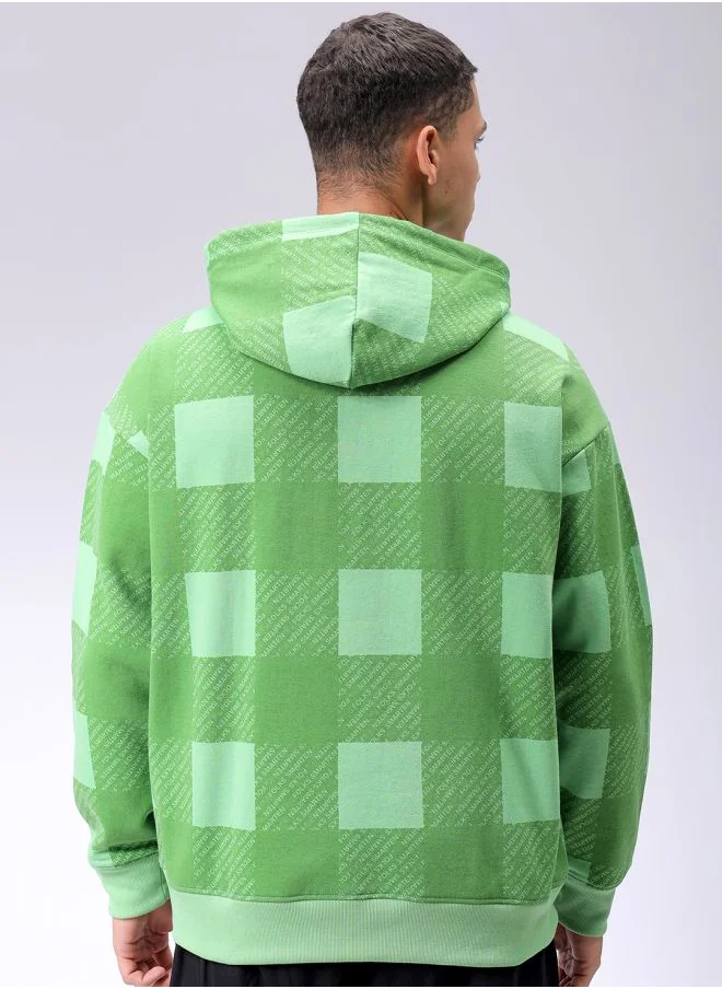 شركة المرآب الهندية Men Relaxed Fit Geometric Overhead Hooded Sweatshirt