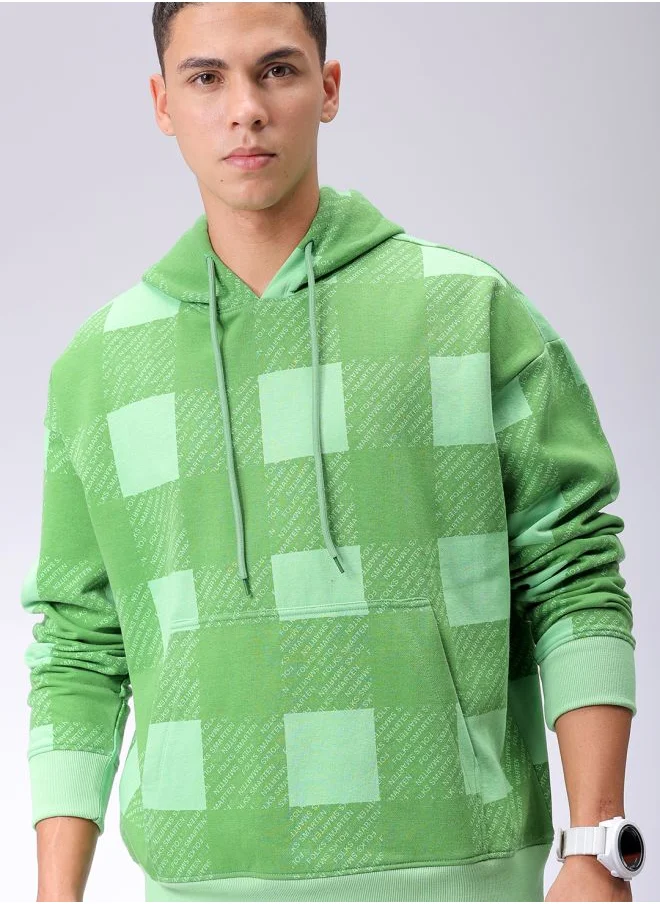 شركة المرآب الهندية Men Relaxed Fit Geometric Overhead Hooded Sweatshirt