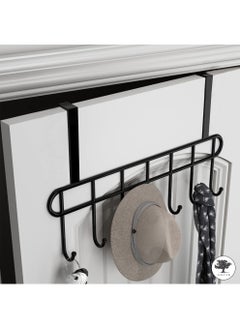 sulfar Mild Steel Over The Door Hook Hanger, Hanging Organizer Rack with No Hole Drilling Required for Bedroom, Bathroom & Kitchen Doors of Shirts, Belts, Towels (Black) Pack of 1  - Image 5
