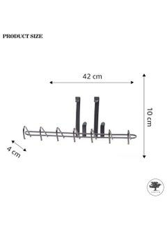 sulfar Mild Steel Over The Door Hook Hanger, Hanging Organizer Rack with No Hole Drilling Required for Bedroom, Bathroom & Kitchen Doors of Shirts, Belts, Towels (Black) Pack of 1  - Image 2