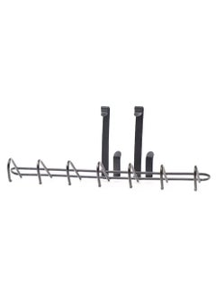 sulfar Mild Steel Over The Door Hook Hanger, Hanging Organizer Rack with No Hole Drilling Required for Bedroom, Bathroom & Kitchen Doors of Shirts, Belts, Towels (Black) Pack of 1  - Image 1