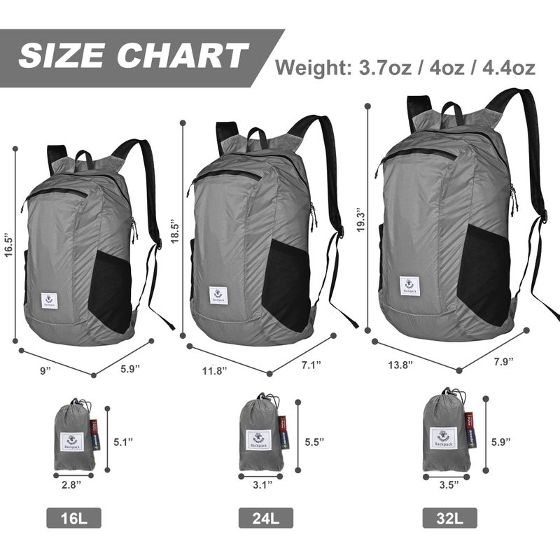 4Monster Hiking Daypack,Water Resistant Lightweight Packable Backpack For Travel Camping Outdoor (Silver, 16L) - Image 3