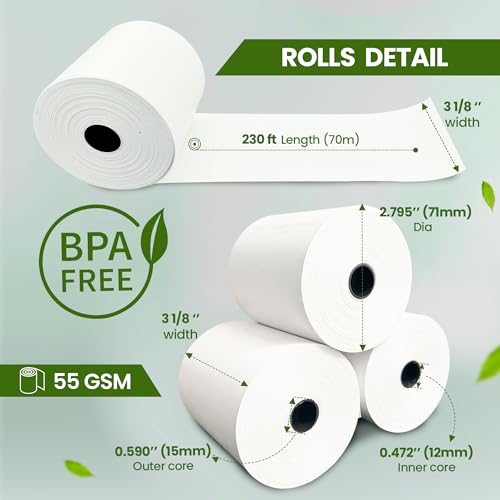 Clipra 3 1/8 x 230ft Thermal Paper Receipt Rolls (30 PACK) 55 GSM - Compatible with ALL POS Systems, Cash Registers - BPA Free, Premium Quality Receipt Paper Rolls - Image 2