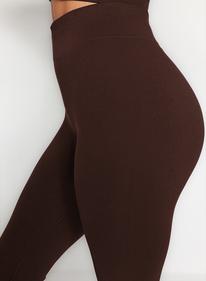 trendyol Dark Brown Seamless Knitted Sports Leggings - Full Length - Image 4