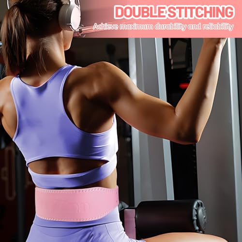 GurZinn 7 MM Leather Fitness Weight Lifting Belt for Women with 4 Inches Padded Lumbar Support for Power Lifting Workout & Squats Exercise(Pink/M) - Image 5