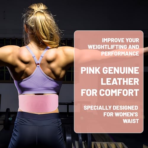 GurZinn 7 MM Leather Fitness Weight Lifting Belt for Women with 4 Inches Padded Lumbar Support for Power Lifting Workout & Squats Exercise(Pink/M) - Image 3