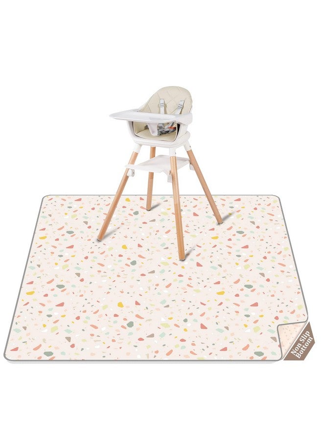 CLYMENE Splat Mat For Under High Chair | 51X51 Inch Anti-Slip Baby Splash Mat | Waterproof & Washable Spill Mat For Highchair Floor And Infant Play (Terrazzo Treasure)  - Image 1