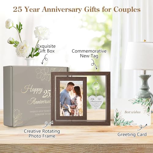 HELORAY 25th Wedding Anniversary Picture Frame Gifts for Couple Unique 25 Silver Anniversary Presents 25 Year Anniversary Decorations Gifts for Husband Wife Friends Parents Her Him - Image 2