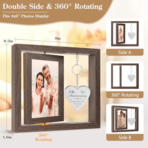HELORAY 25th Wedding Anniversary Picture Frame Gifts for Couple Unique 25 Silver Anniversary Presents 25 Year Anniversary Decorations Gifts for Husband Wife Friends Parents Her Him - Image 4
