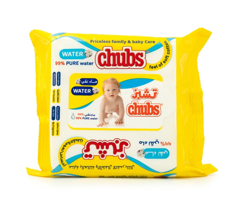 Chubs مناديل مبللة بالماء - 98% من الماء - مناديل أطفال خالية من الكحول - عبوة 20 منديل - Image 1