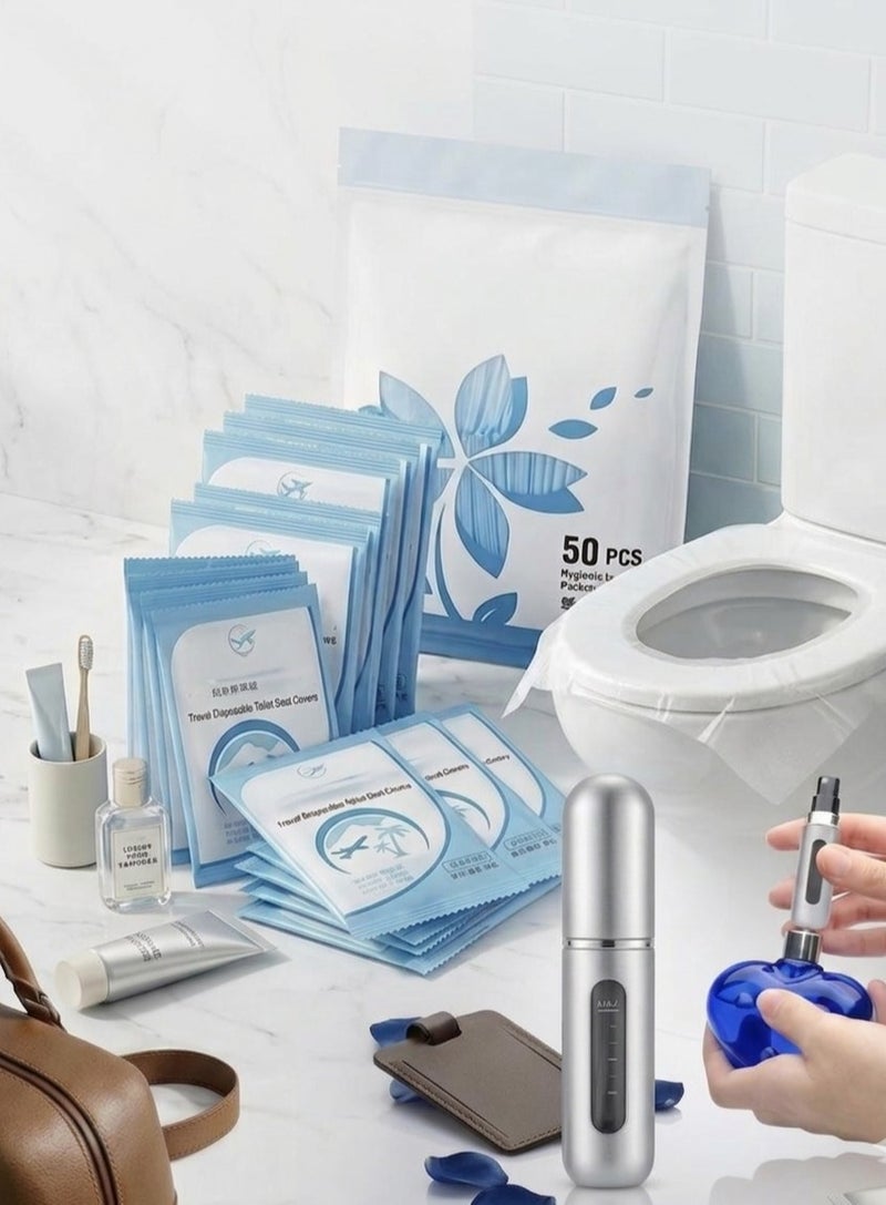 50 pieces of travel toilet seat Cover & Portable Perfume Atomizer - Image 1