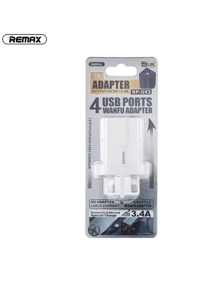 REMAX PD QC 3.4 USB A Fast Charger Adapter, 4 Port USB A Compatible with Samsung Galaxy S23/S22, Iphone 15/14/13 Pro Max, MacBook, Ipad, Laptop, OnePlus, etc. (Black) - Image 4