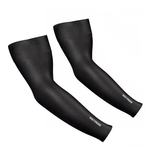XTRIM Unisex Arm Compression Sleeves for Outdoor & Indoor, Dust and Sun Protection Sleeves for Men & Women, Arm Sleeves for Bike Riding, Cricket, Running & Basketball (Medium, Jet Black) - Image 1