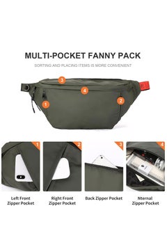 SYOSI Waist Bag for Man Large Waterproof Crossbody Waist Bag Adjustable Straps Premium Lightweight Sporting Waist Bag Pack for Gym Fitness Workout Travel Work Commute Dark Green  - Image 4
