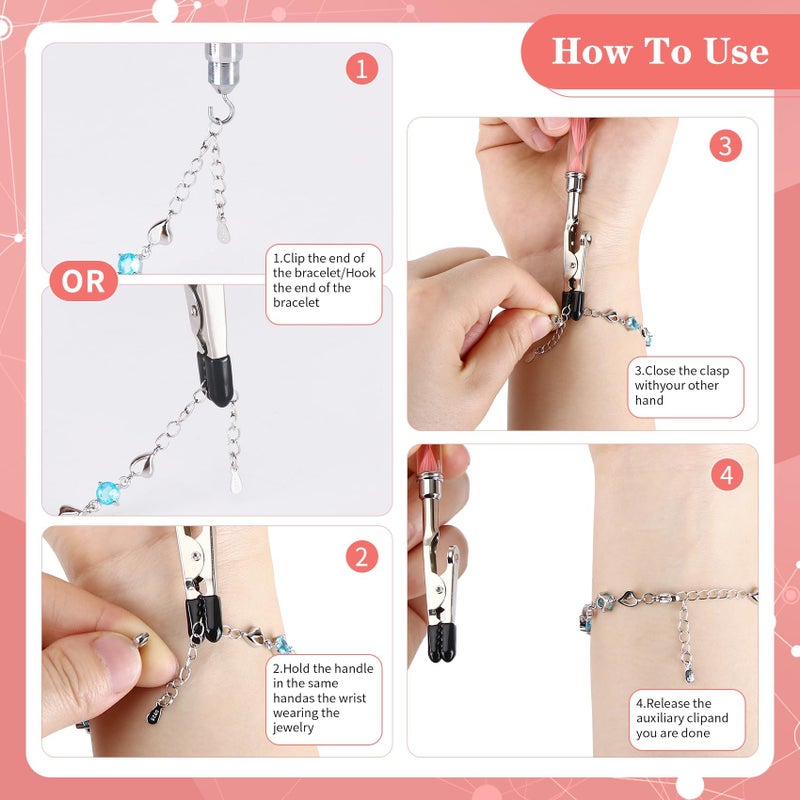 WIFORT 2 in 1 Bracelet Helper Tool -WIFORT Bracelet Helper to Put on Yourself, Quick Release Fastening Jewelry Clasp Helpers,Bracelet Assist Tool with Hook for Jewelry, Necklace, 197mm Extended Design - Image 3