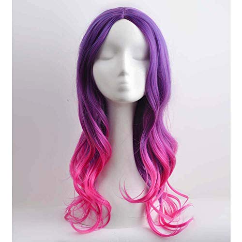 MAGQOO Purple to Hot Pink Wig Long Curly Wavy Purple Meganta Wigs for Women Girls Heat Resistant Hight Density Synthetic Wigs - Image 1