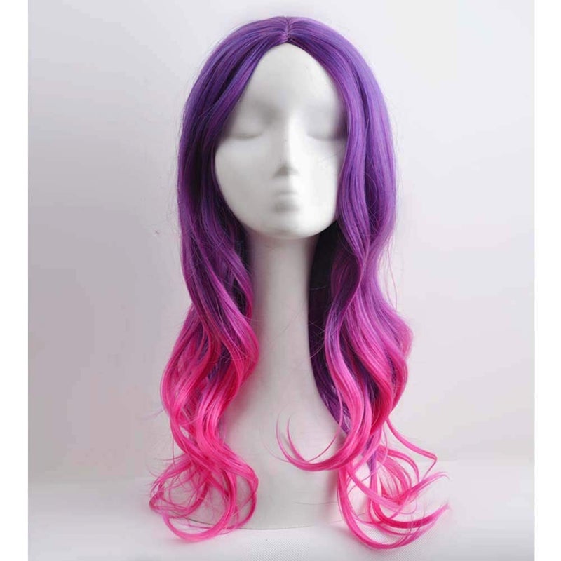 MAGQOO Purple to Hot Pink Wig Long Curly Wavy Purple Meganta Wigs for Women Girls Heat Resistant Hight Density Synthetic Wigs - Image 2