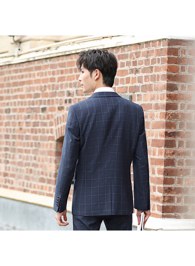 ROMON بدلة + بنطلون】بدلة رجال مريحة بقصة ضيقة تناسب الرجال في حفلات الزفاف - Image 5