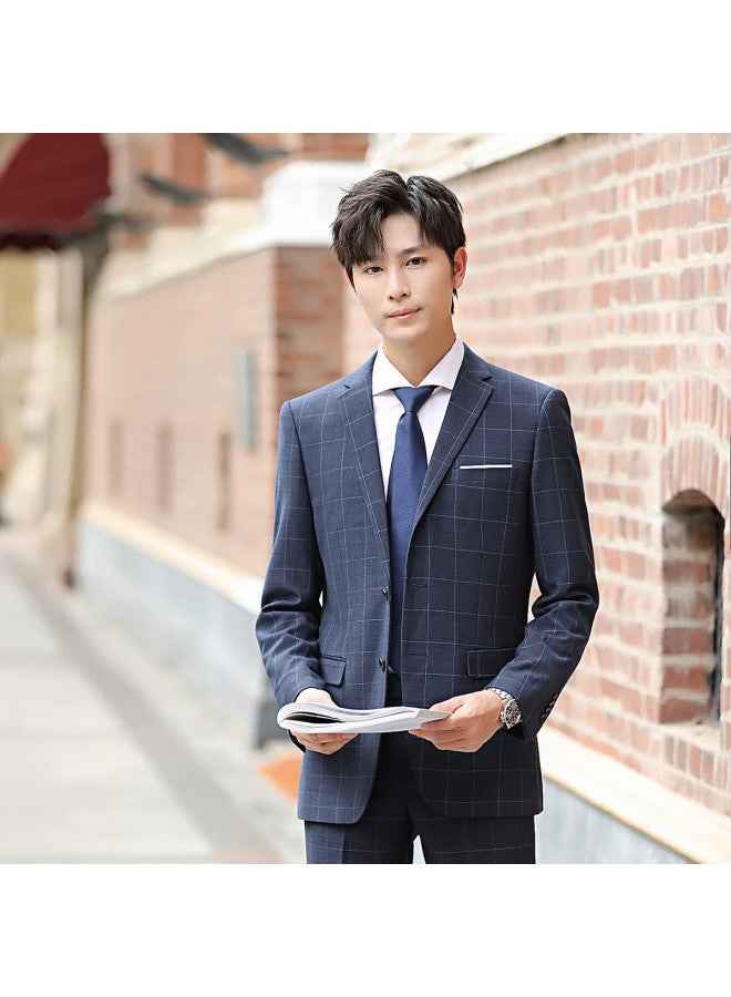 ROMON بدلة + بنطلون】بدلة رجال مريحة بقصة ضيقة تناسب الرجال في حفلات الزفاف - Image 4