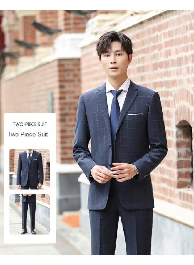 ROMON بدلة + بنطلون】بدلة رجال مريحة بقصة ضيقة تناسب الرجال في حفلات الزفاف - Image 1