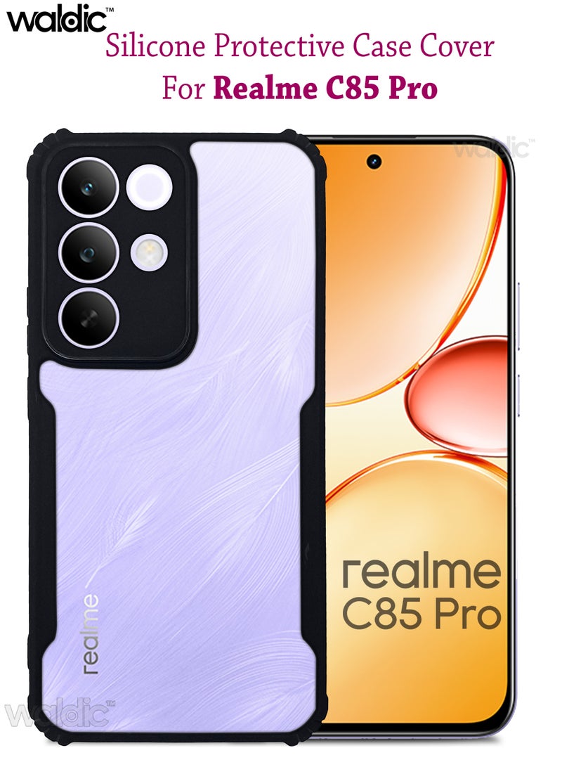 ولديك جراب فاخر لهاتف ريلمي سي 85 برو | غطاء سيليكون فاخر مصمم خصيصًا لهاتف Realme C85 Pro | جراب حماية رفيع للكاميرا والكاميرا والسقوط لهاتف Realme C85 Pro - شفاف/أسود - Image 1