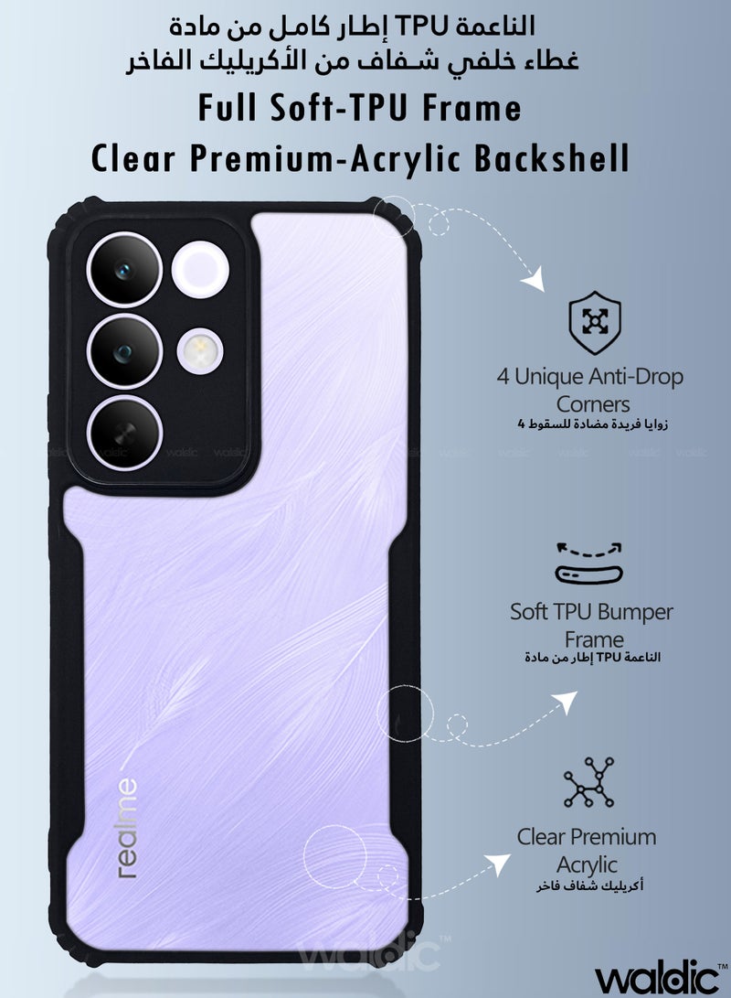 ولديك جراب فاخر لهاتف ريلمي سي 85 برو | غطاء سيليكون فاخر مصمم خصيصًا لهاتف Realme C85 Pro | جراب حماية رفيع للكاميرا والكاميرا والسقوط لهاتف Realme C85 Pro - شفاف/أسود - Image 5