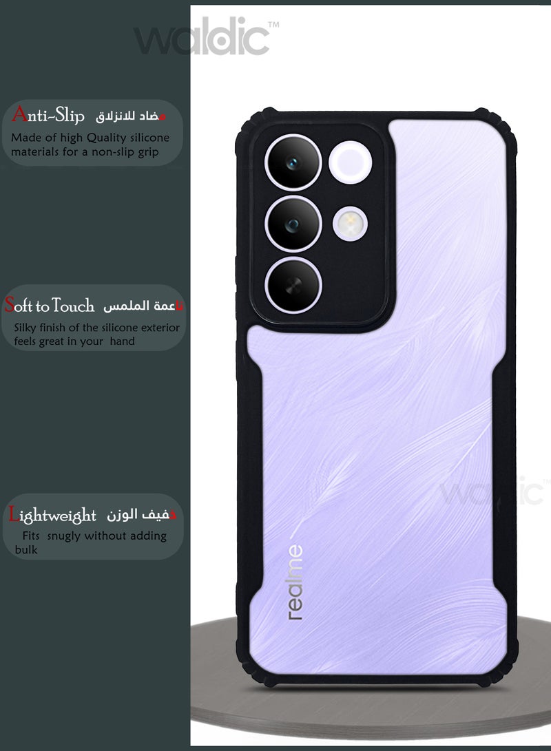 ولديك جراب فاخر لهاتف ريلمي سي 85 برو | غطاء سيليكون فاخر مصمم خصيصًا لهاتف Realme C85 Pro | جراب حماية رفيع للكاميرا والكاميرا والسقوط لهاتف Realme C85 Pro - شفاف/أسود - Image 2