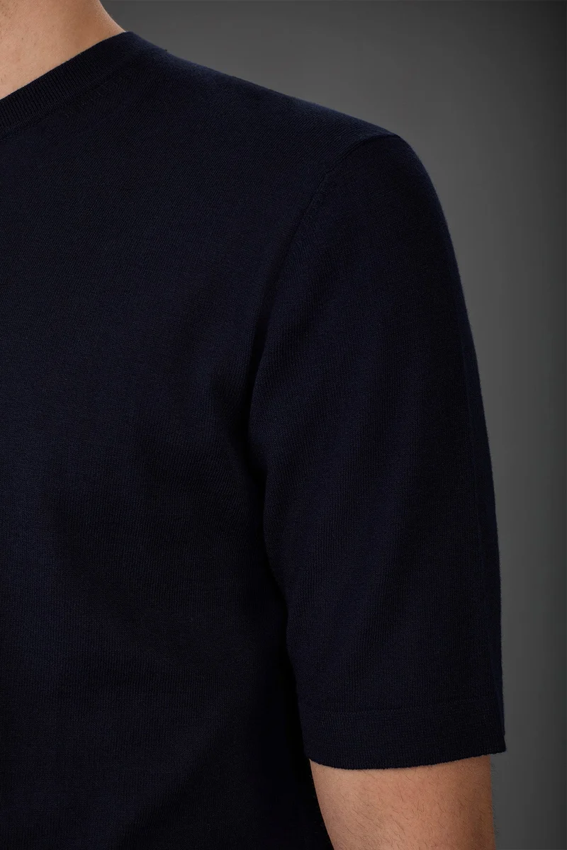 Doppelganger Blue Men's 100% cotton crepe knitted T-Shirt with short sleeves - Blue Navy for Men | Best Price UAE