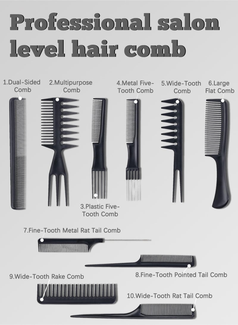 l&wen 10Pcs Comb Set, Professional Hair Styling Combs, Anti-Static barber Combs Kit for Detangling, Fine & Thick Hair - Image 2