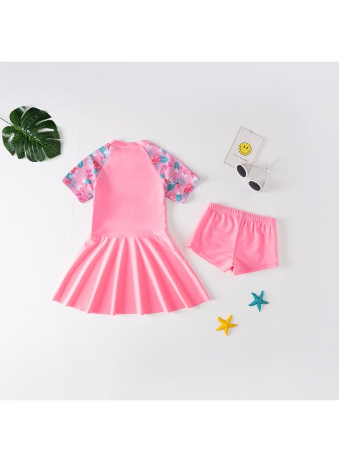 GUDOO Girls’ Two-Piece Skirted Swimsuit Set – Swim Top with Skirt & Matching Bottoms, Sun-Protective Pink Kids’ Swimwear - Image 5