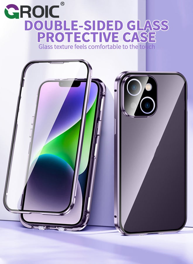 GROIC Anti Peeping Case for iPhone 15 Plus (6.7"), 360 Degree Front and Back Privacy Tempered Glass Cover, Anti SPY Screen, Anti Peep Magnetic Adsorption Metal Bumper Phone Shell for iPhone 15 Plus - Image 2