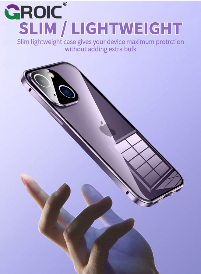 GROIC Anti Peeping Case for iPhone 15 Plus (6.7"), 360 Degree Front and Back Privacy Tempered Glass Cover, Anti SPY Screen, Anti Peep Magnetic Adsorption Metal Bumper Phone Shell for iPhone 15 Plus - Image 3