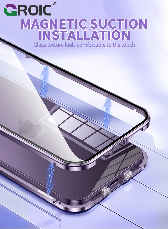 GROIC Anti Peeping Case for iPhone 15 Plus (6.7"), 360 Degree Front and Back Privacy Tempered Glass Cover, Anti SPY Screen, Anti Peep Magnetic Adsorption Metal Bumper Phone Shell for iPhone 15 Plus - Image 4