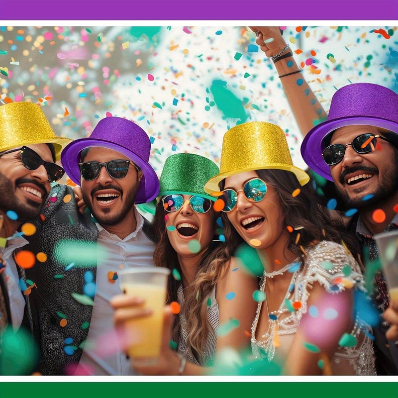 9 قبعات حفلات وبريق من مادة PVC، ملحقات كرنفال متعددة الألوان متألقة لمهرجان Mardi Gras - Image 5