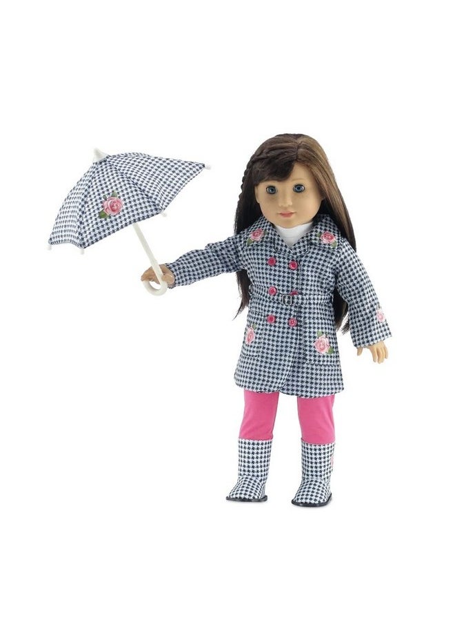 Emily Rose - 18 Inch Doll Clothes & Accessories 5Pc Raincoat Outfit Gift Set Including Matching Rain Boots And Working Umbrella - Image 1