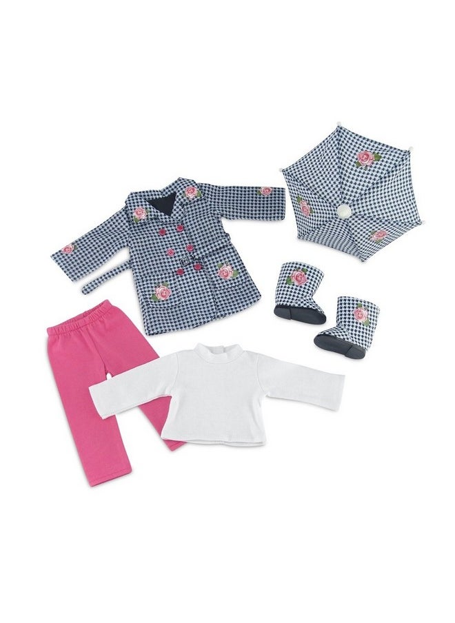 Emily Rose - 18 Inch Doll Clothes & Accessories 5Pc Raincoat Outfit Gift Set Including Matching Rain Boots And Working Umbrella - Image 1