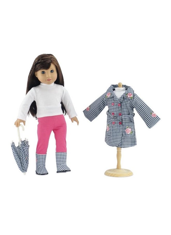 Emily Rose - 18 Inch Doll Clothes & Accessories 5Pc Raincoat Outfit Gift Set Including Matching Rain Boots And Working Umbrella - Image 1