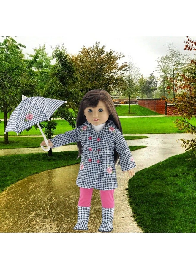 Emily Rose - 18 Inch Doll Clothes & Accessories 5Pc Raincoat Outfit Gift Set Including Matching Rain Boots And Working Umbrella - Image 1