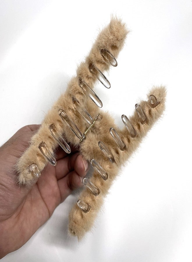 Kemaily 4 PACK Hair Claw Clips, 4.3 inch Plush Hair Clips, Large Fur Hair Catch, Hair Gippers for Women Half Bun Hairpins for Daily,Parties, 4 Count (Pack of 1) - Image 5